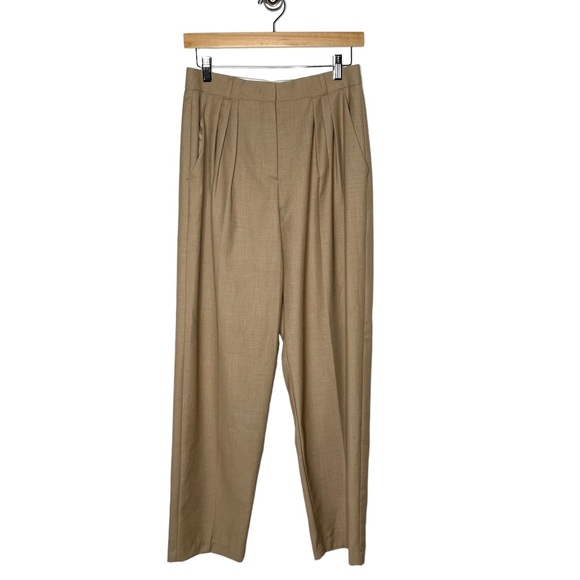 Frankie Shop | NWT Straight Leg Pleat Front Trousers Natural Medium - Picture 2 of 9
